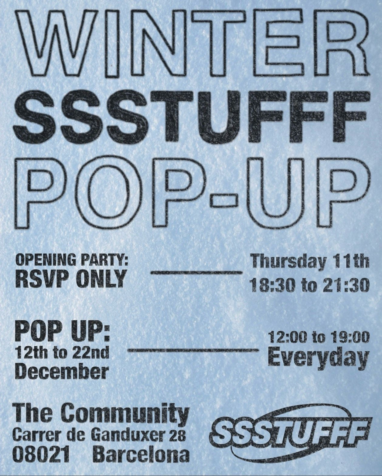SSSTUFFF Winter Popup Appointment