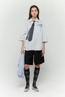 Detachable Sleeves Tie Shirt