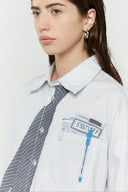 Detachable Sleeves Tie Shirt