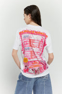 White t-shirt with shiny nail art graphic and beauty text