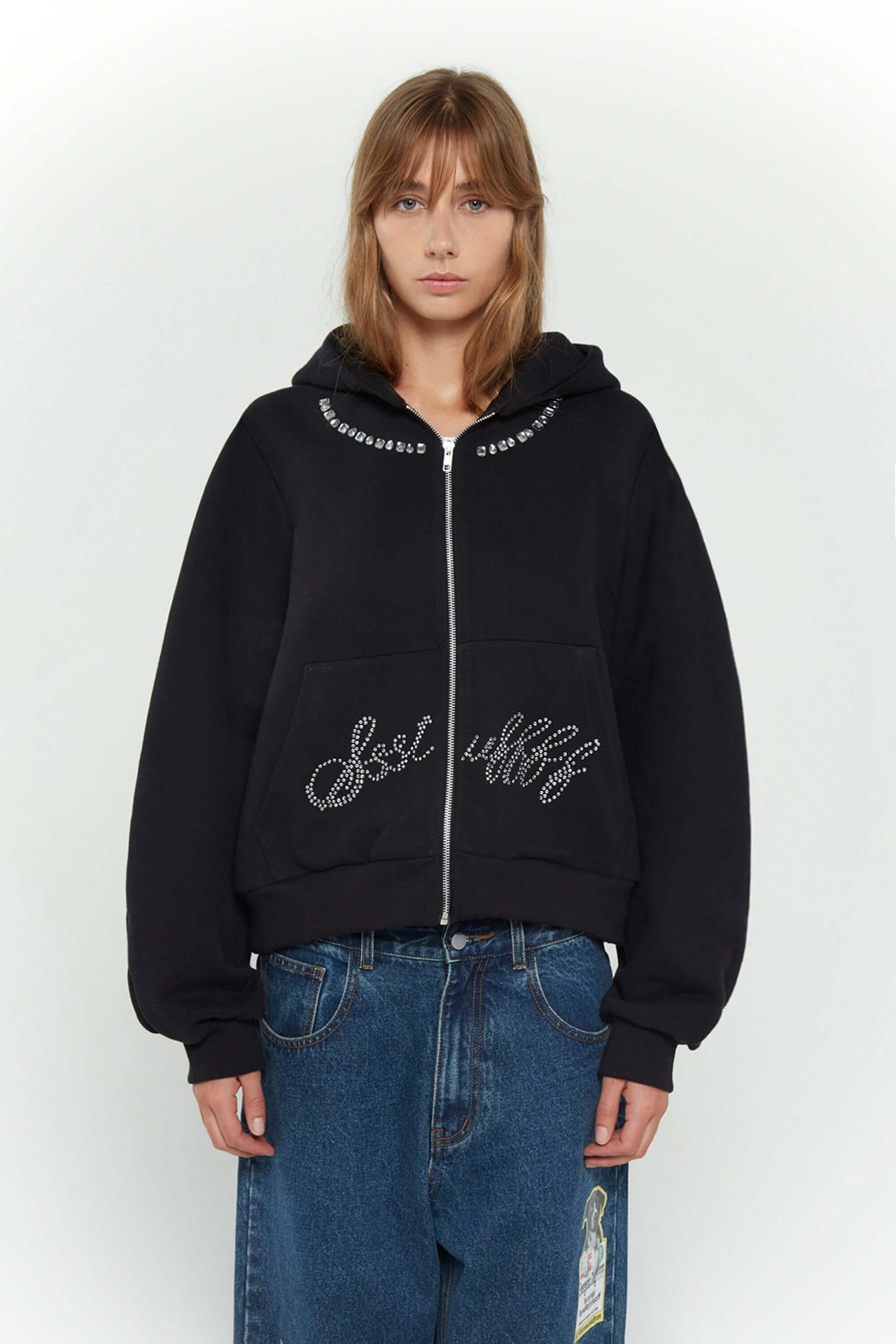 Swarovski Logo Cropped Zip-Up