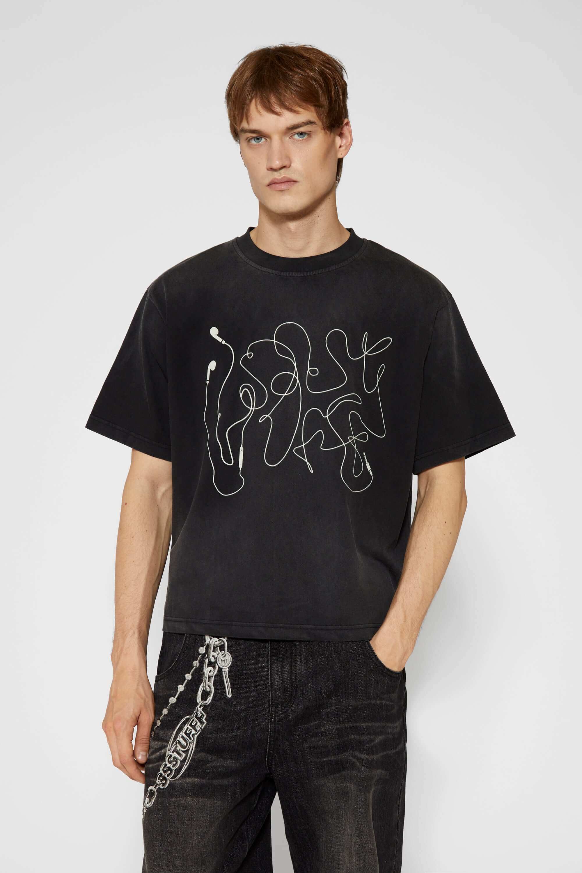 3D Cable Logo Tee | Stonewashed T-Shirt with Hidden SSSTUFFF 3D Cable Logo Tee | Stonewashed T-Shirt with Hidden SSSTUFFF