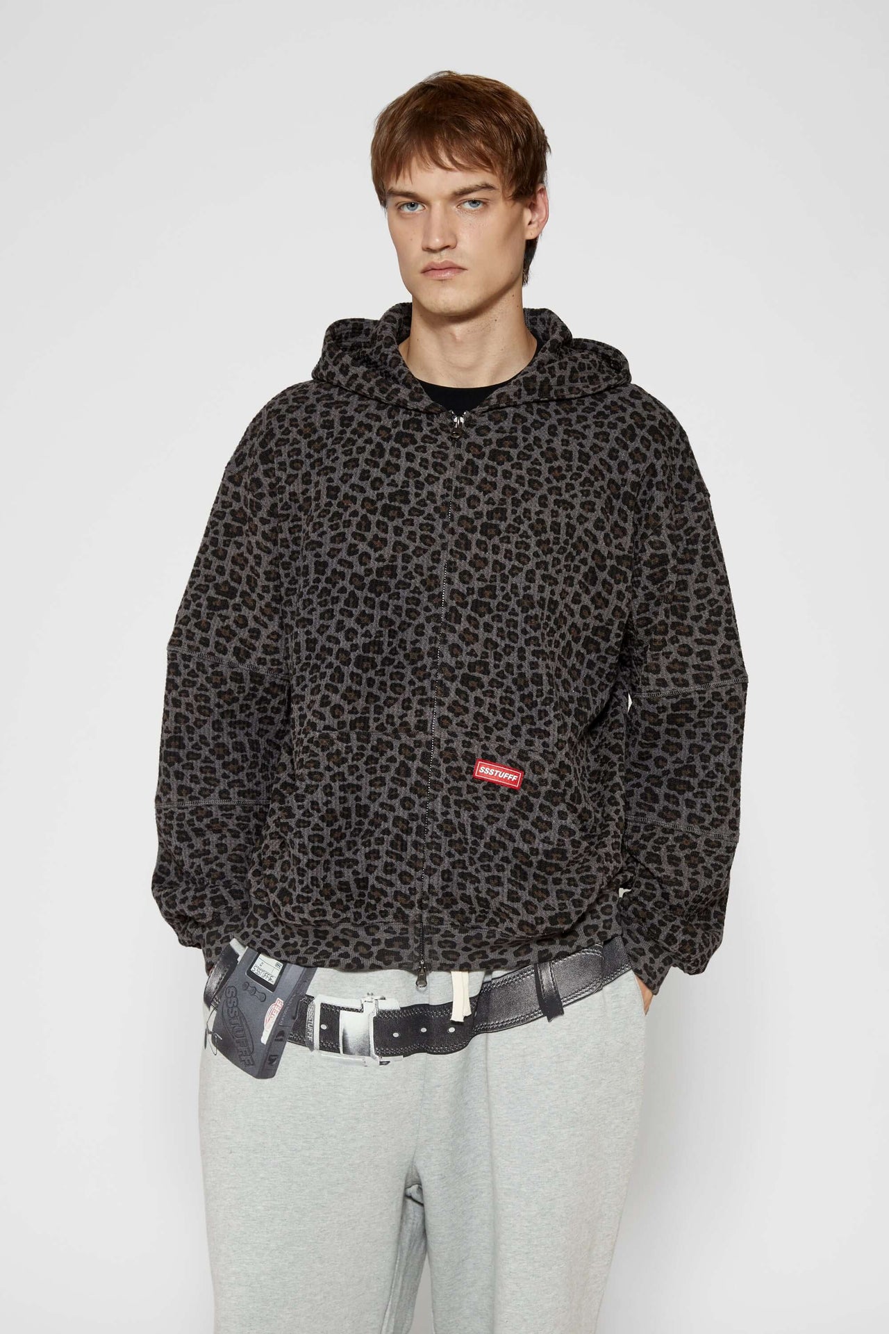 Leopard Waffle Zip up
