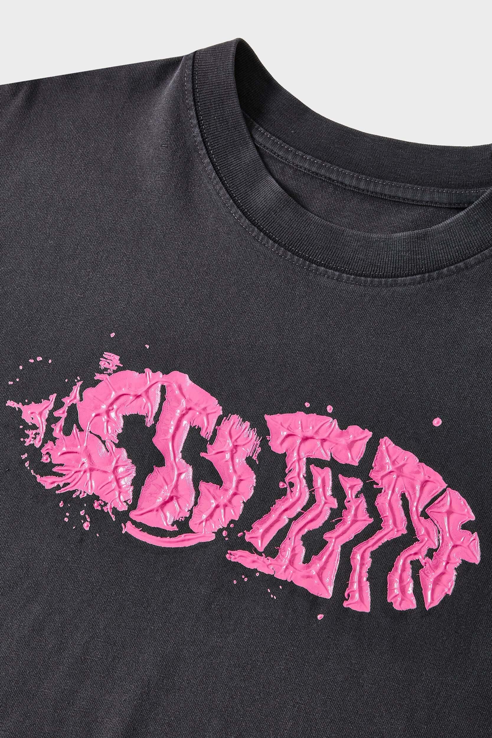 Oversized vintage wash t-shirt with 3D footprint graphic