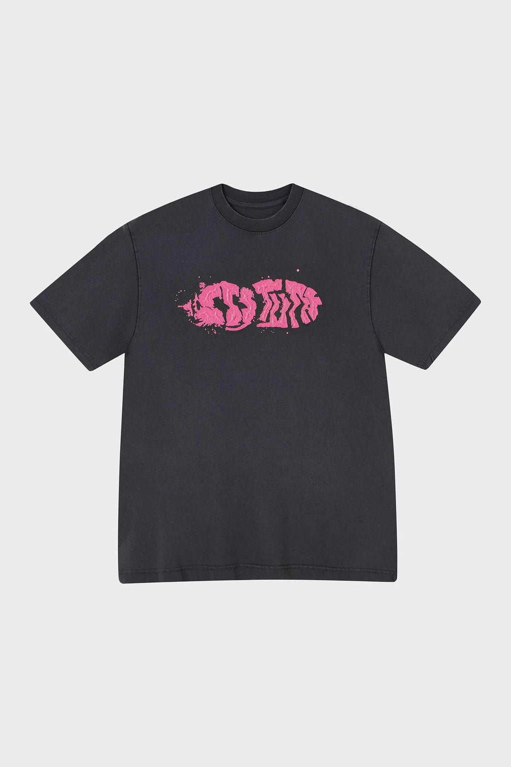 Oversized vintage wash t-shirt with 3D footprint graphic