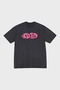 Oversized vintage wash t-shirt with 3D footprint graphic
