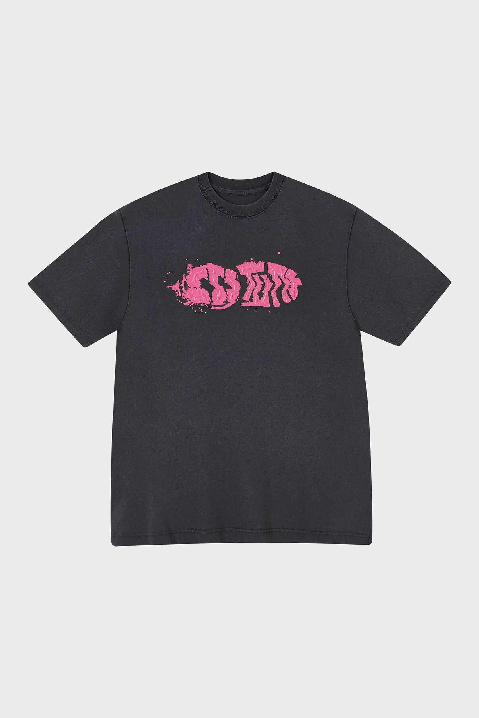 Oversized vintage wash t-shirt with 3D footprint graphic