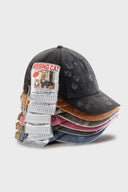 Various colors cotton caps with missing cat jacquard patch and handcrafted cat scratches and footprints