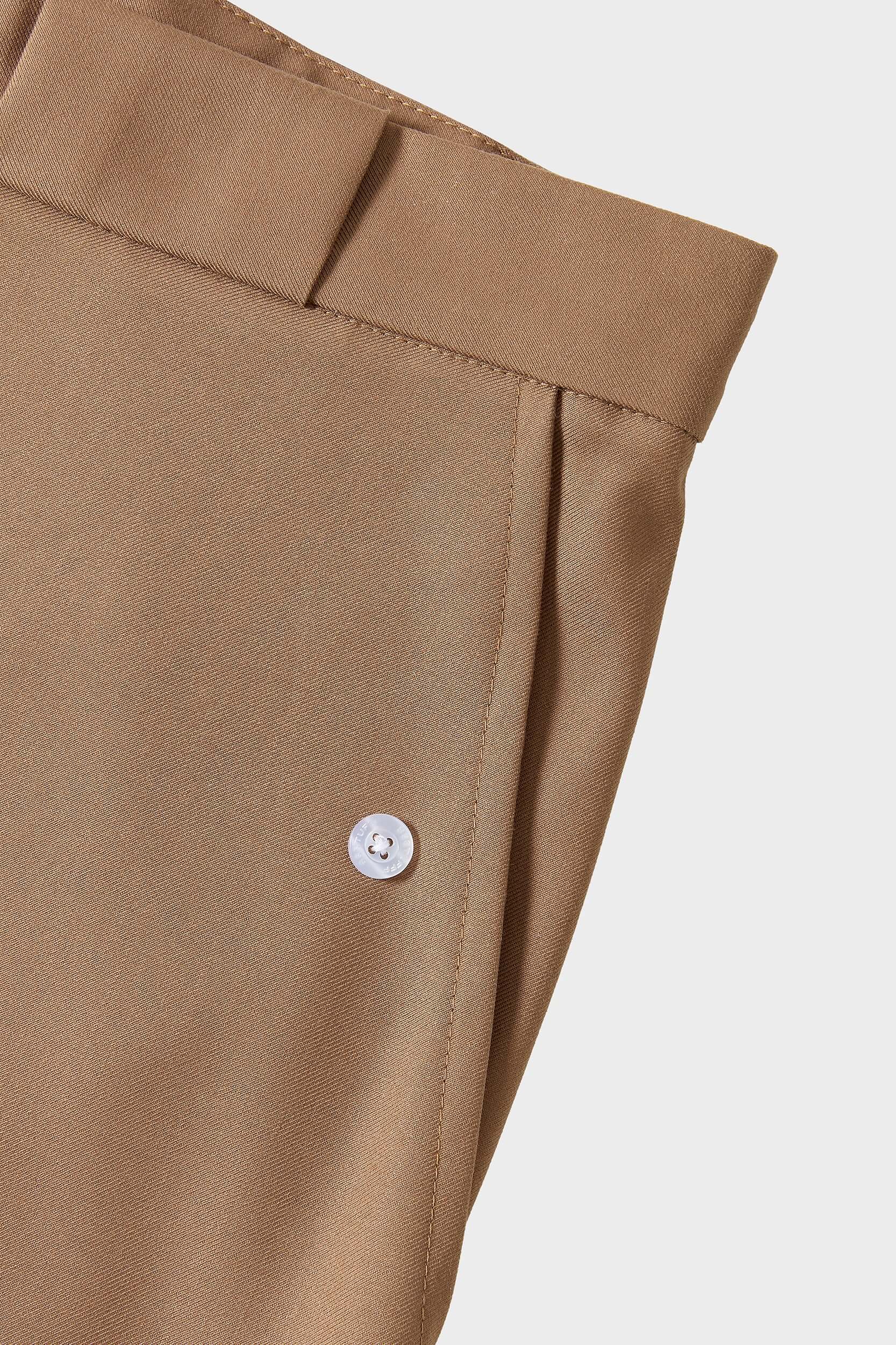 Beige cotton twill trousers with tailored straight fit and SSSTUFFF button detailing on legs
