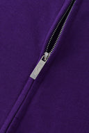 Purple zip-up hoodie with embroidered mini logo on the back