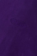 Purple zip-up hoodie with embroidered mini logo on the back