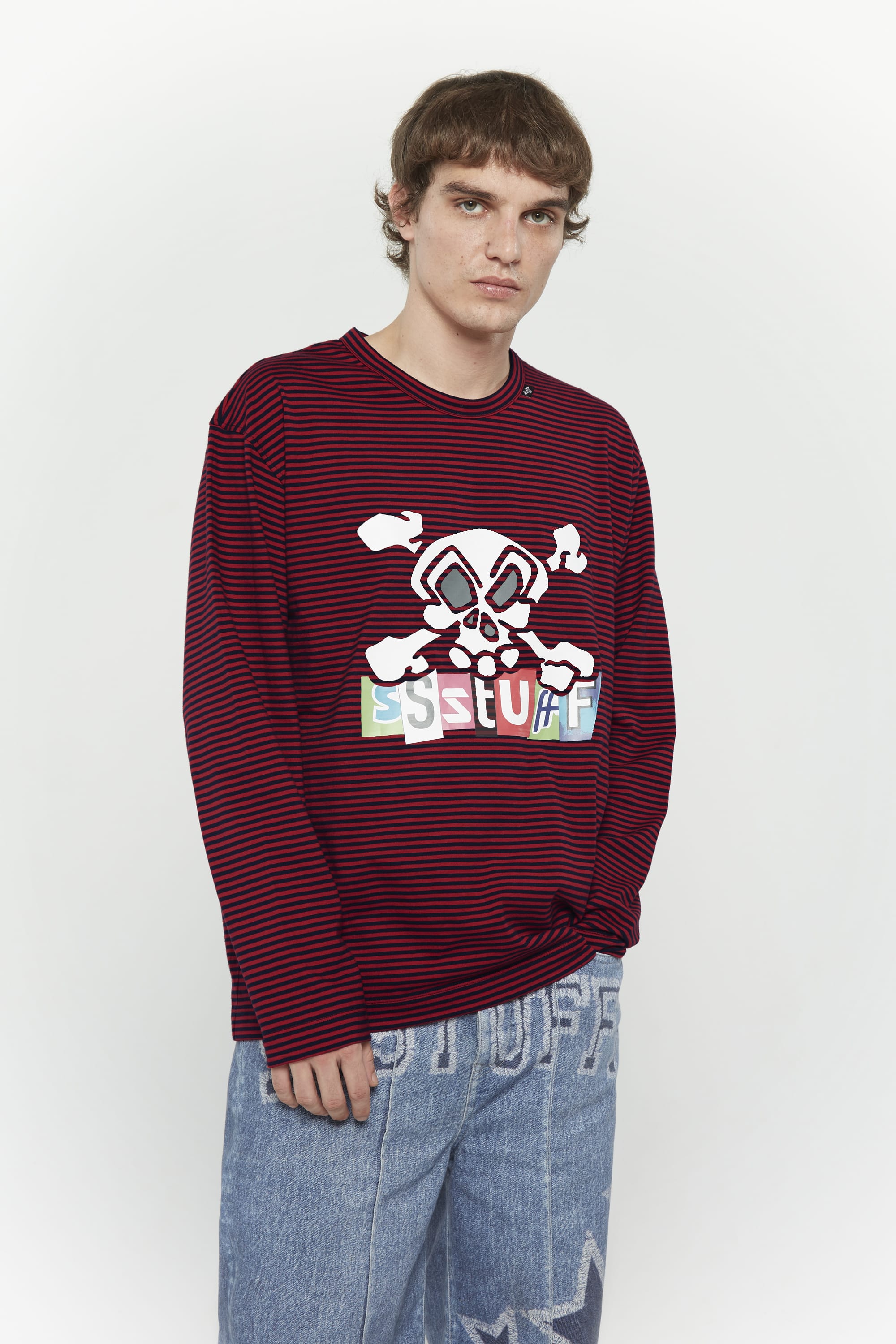 Skull Stripes Knit Shirt | Horror-Inspired Long Sleeve Top – SSSTUFFF