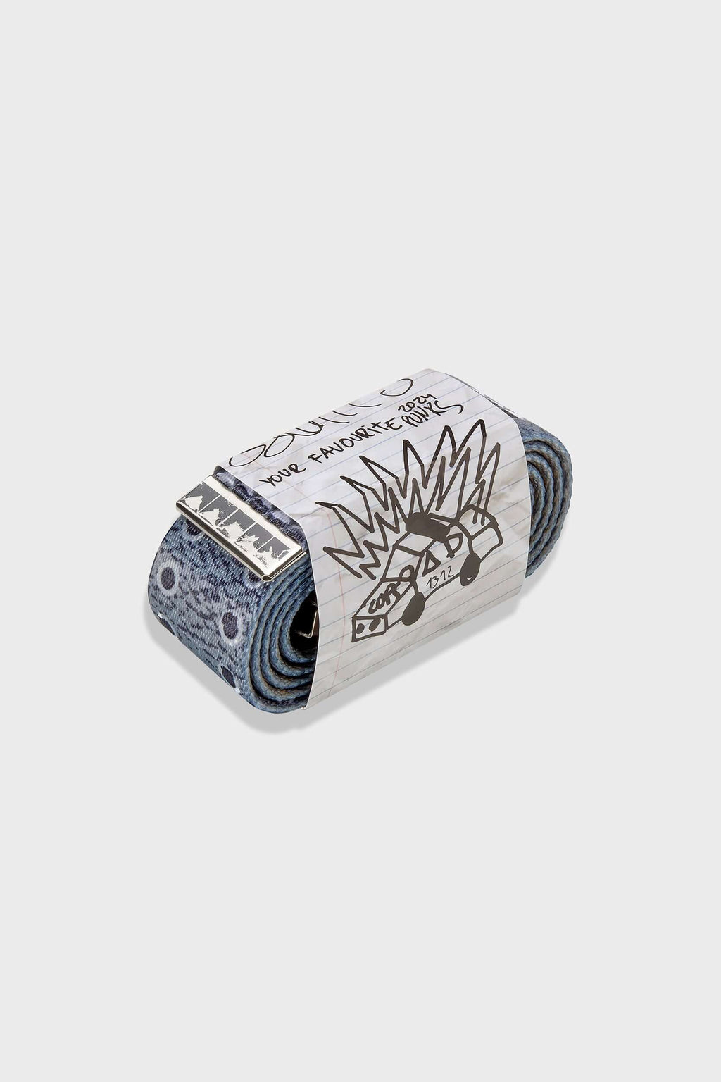 Canvas belt with printed rivets, metallic detailing, and SSSTUFFF engraved adjustable buckle