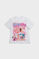 White t-shirt with shiny nail art graphic and beauty text