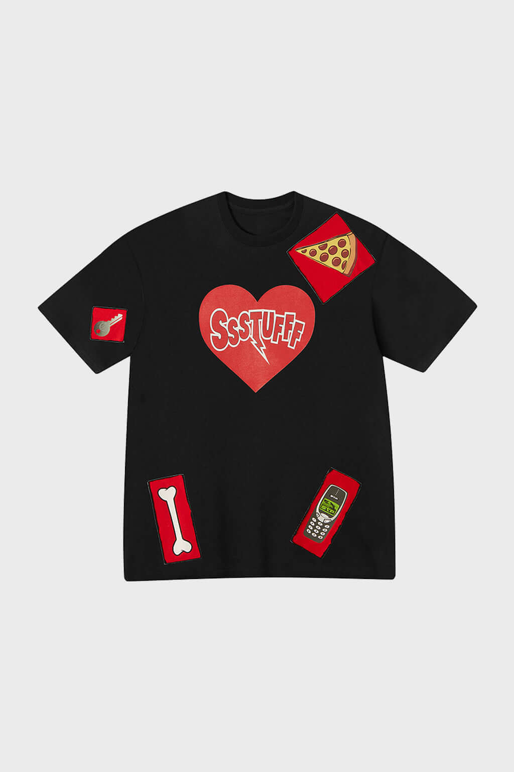 Black t-shirt with Operation game graphic and cuttable stitched zones