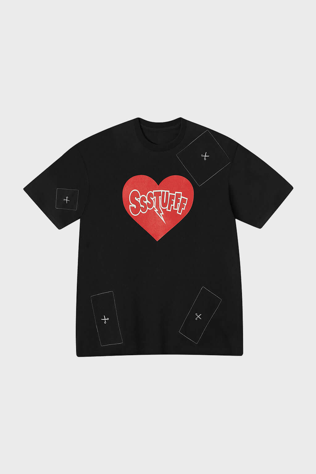 Black t-shirt with Operation game graphic and cuttable stitched zones