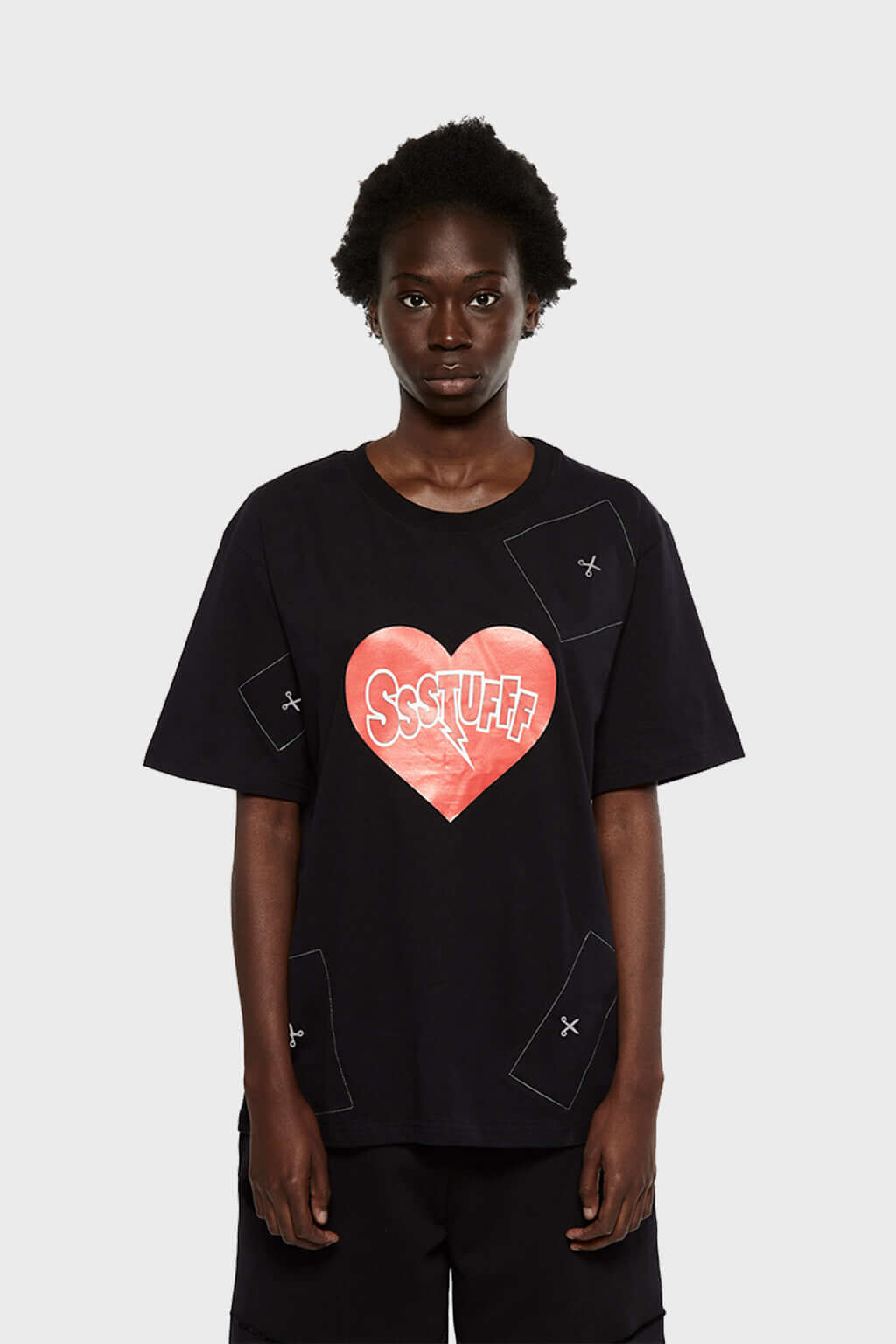 Black t-shirt with Operation game graphic and cuttable stitched zones