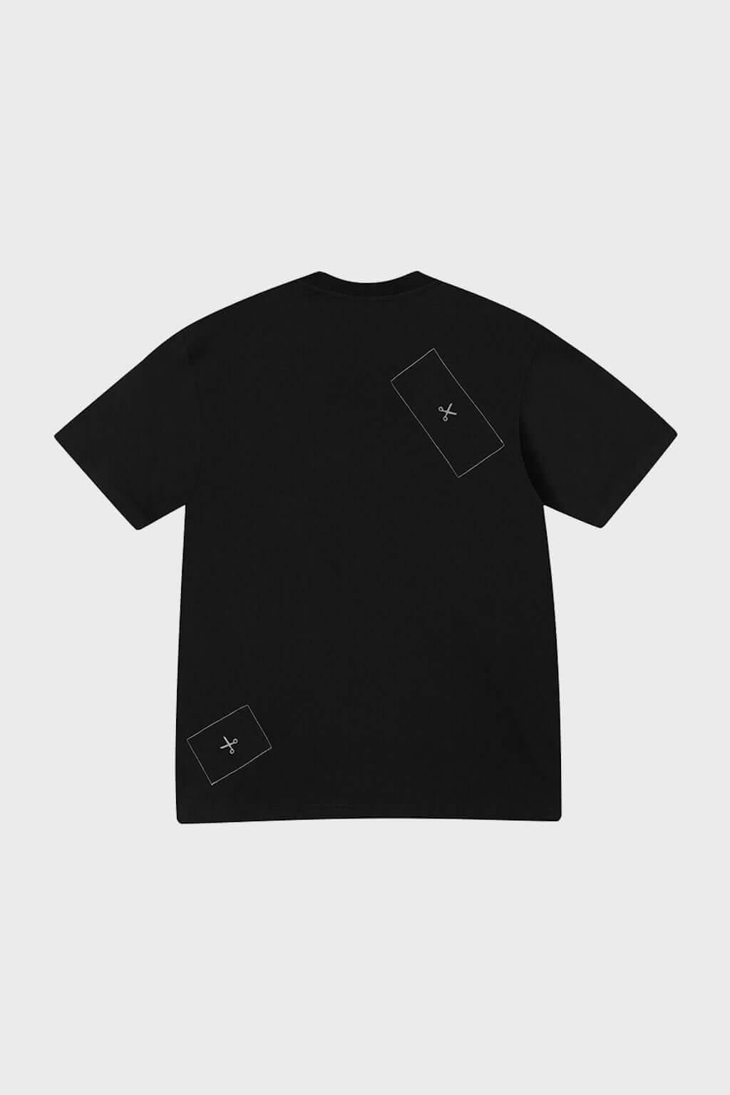 Black t-shirt with Operation game graphic and cuttable stitched zones