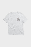 White t-shirt with UV reactive tiger graphic and 'Always Trippin' text that changes color in sunlight