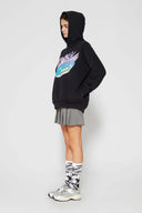 Black hoodie with retro car air freshener design and scratch-and-sniff lavender scent