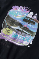 Black hoodie with retro car air freshener design and scratch-and-sniff lavender scent