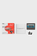 Leather card holder with retro cassette tape artwork and embossed SSSTUFFF logo