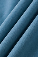 Blue hoodie with digital print of classic headphones and MP3 player extending from hood to front pocket