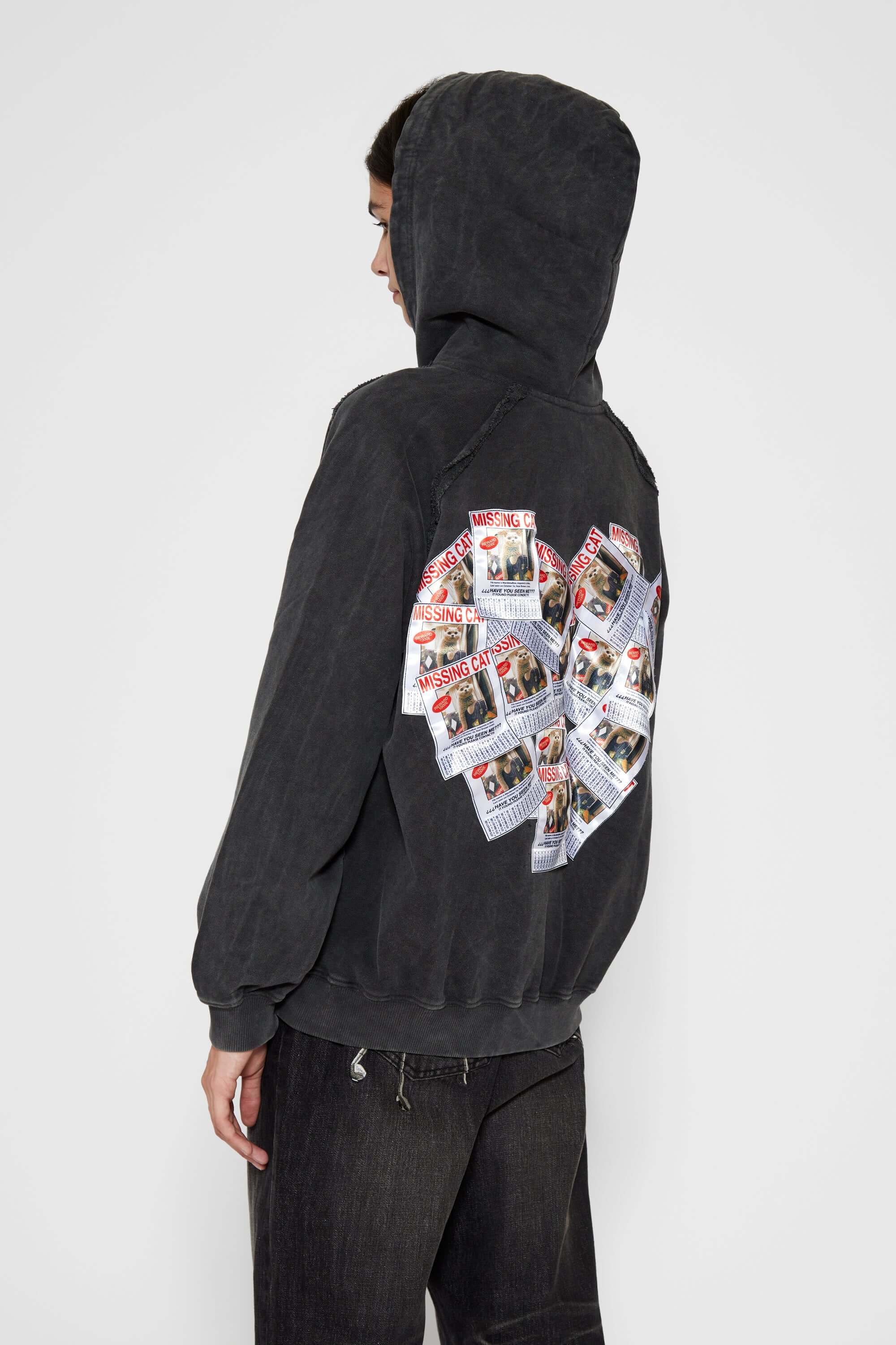LED Missing Cat Zip-Up Hoodie | Interactive Light-Up Sweater