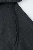 Vintage black zip-up hoodie with LED-lit TPU cat logo on chest and hand-sewn missing cat patches on back