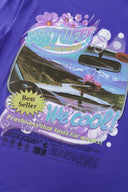 Purple t-shirt with retro car air freshener design and scratch-and-sniff lavender scent