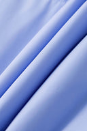 Reversible down puffer jacket with pinstriped shirt side and pastel blue side, includes two detachable ties