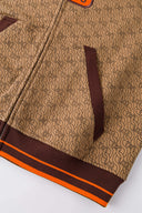 Zip-up hoodie with S-shaped chain print, 3D embroidered 'STFU 2026' lettering, and detachable faux fur hood trim