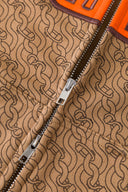 Zip-up hoodie with S-shaped chain print, 3D embroidered 'STFU 2026' lettering, and detachable faux fur hood trim