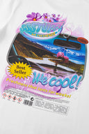 White t-shirt with retro car air freshener design and scratch-and-sniff lavender scent