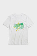 White t-shirt with green tea cup graphic and 'Best Green Tee' screenprint