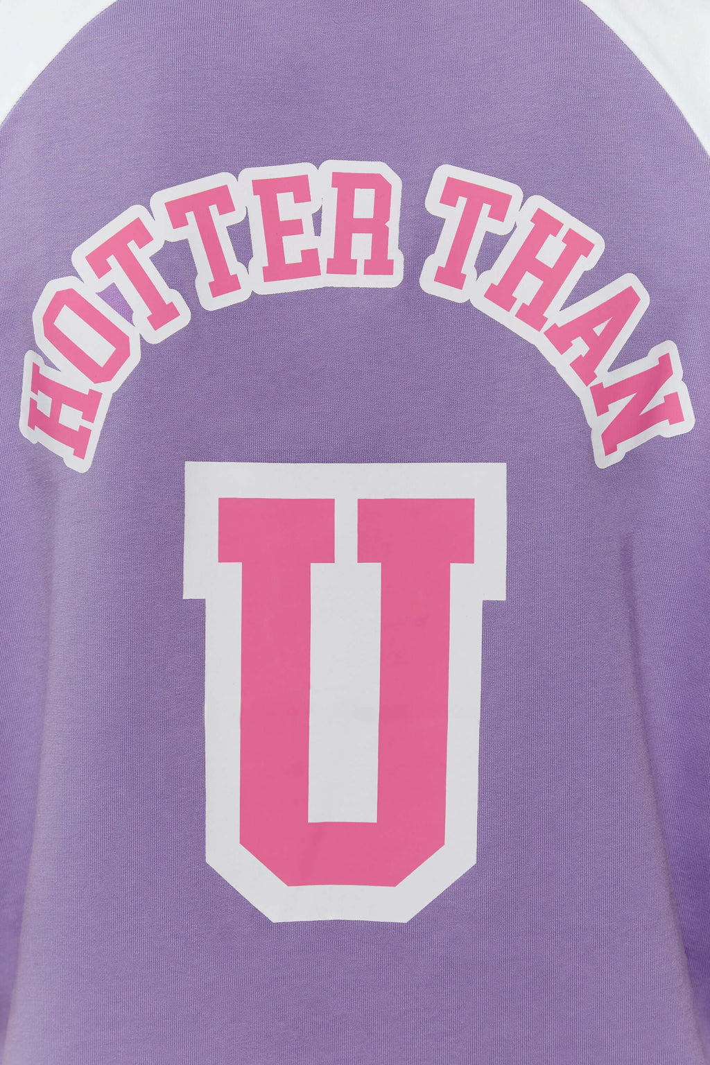 Purple and white crop t-shirt with 'STFU' bold text screenprint
