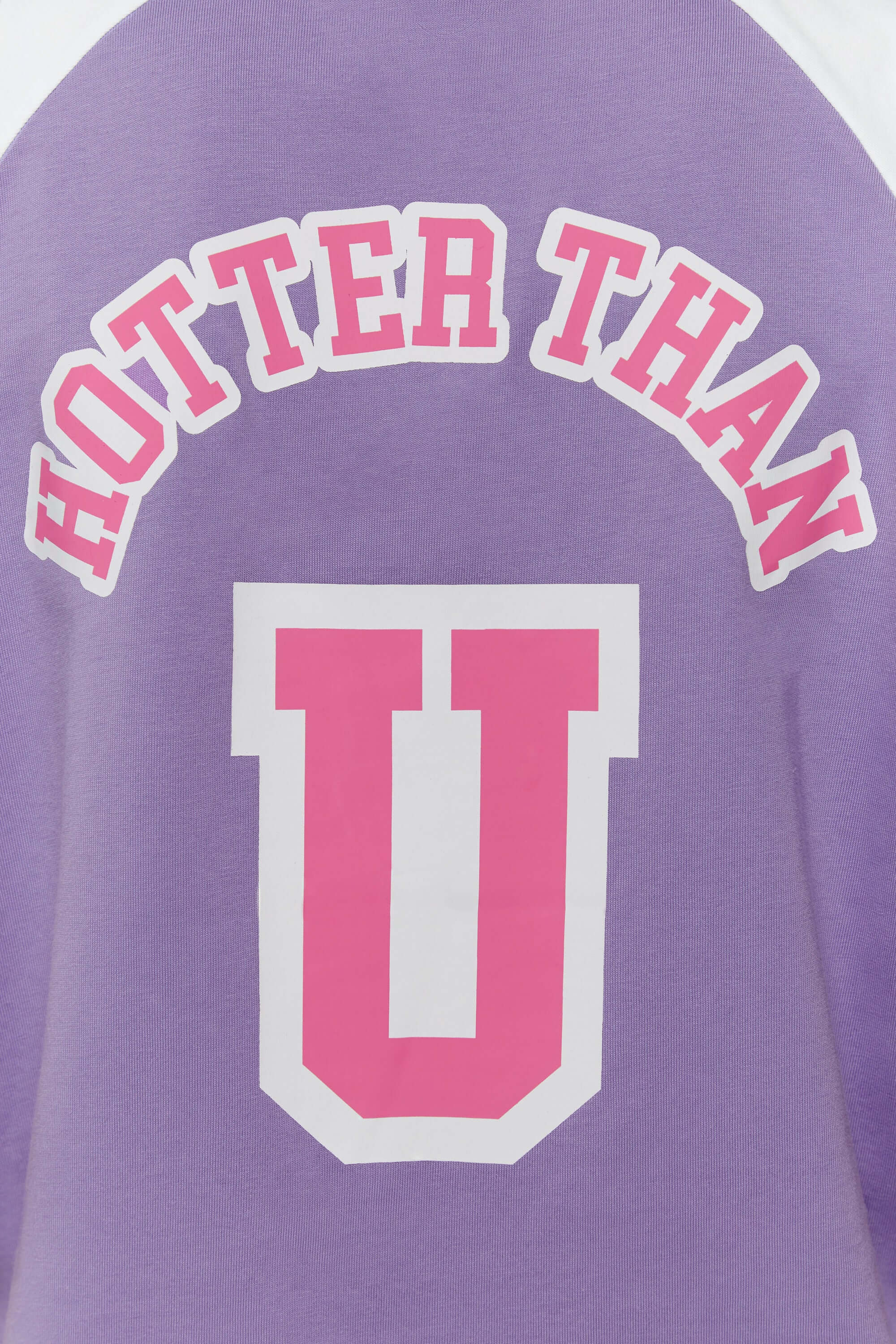 Purple and white crop t-shirt with 'STFU' bold text screenprint