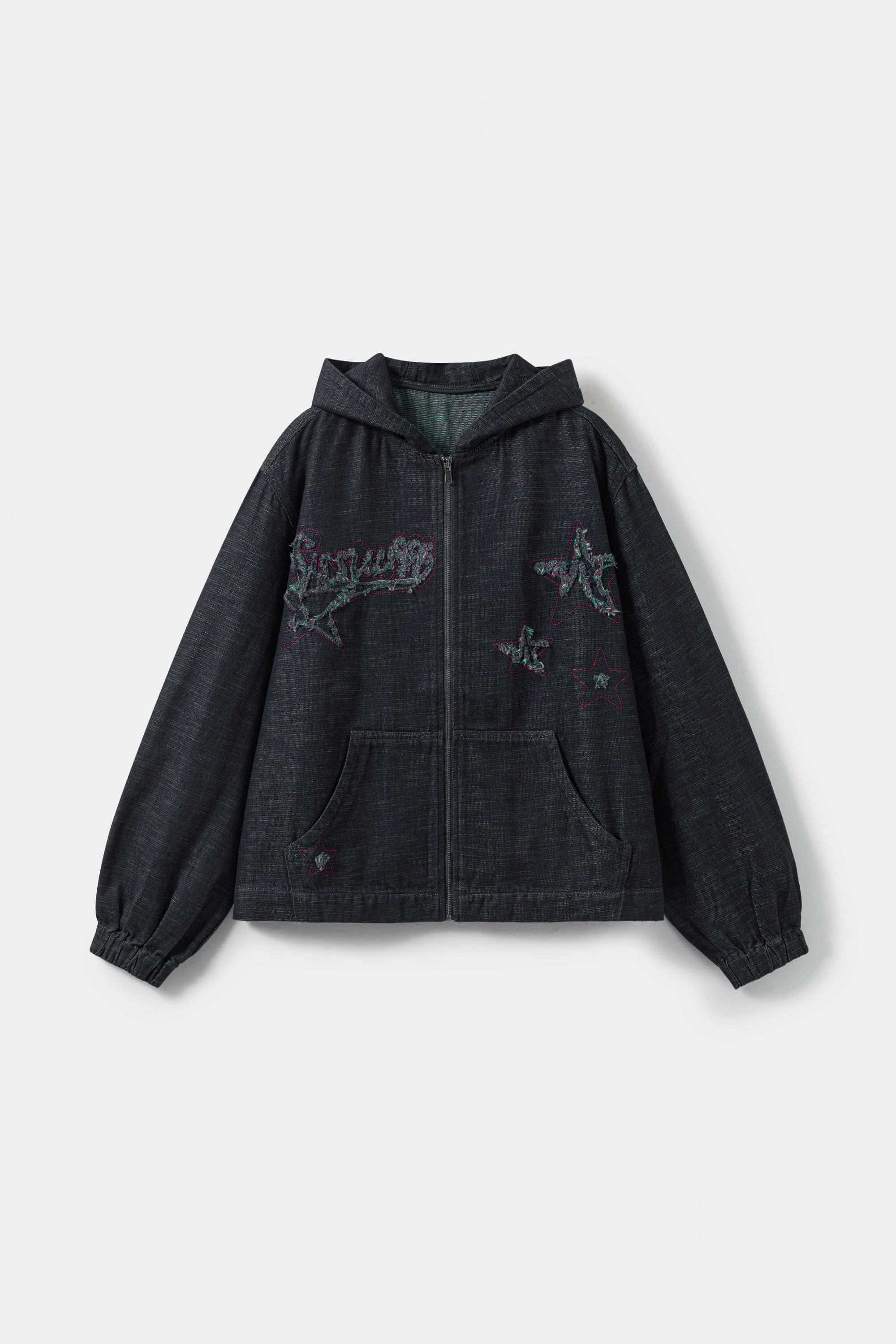 Indigo denim Jacket with embroidery ssstufff logo.