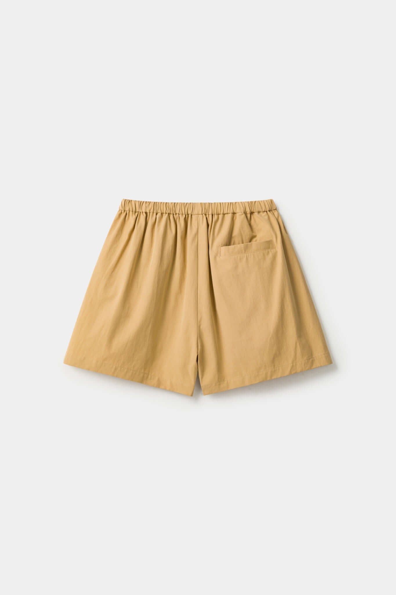 Beige boxer shorts with a red embroidery logo 
