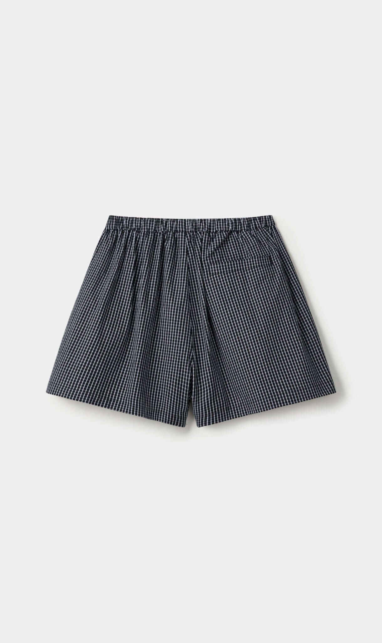 Black striped boxer shorts with a red embroidery logo 
