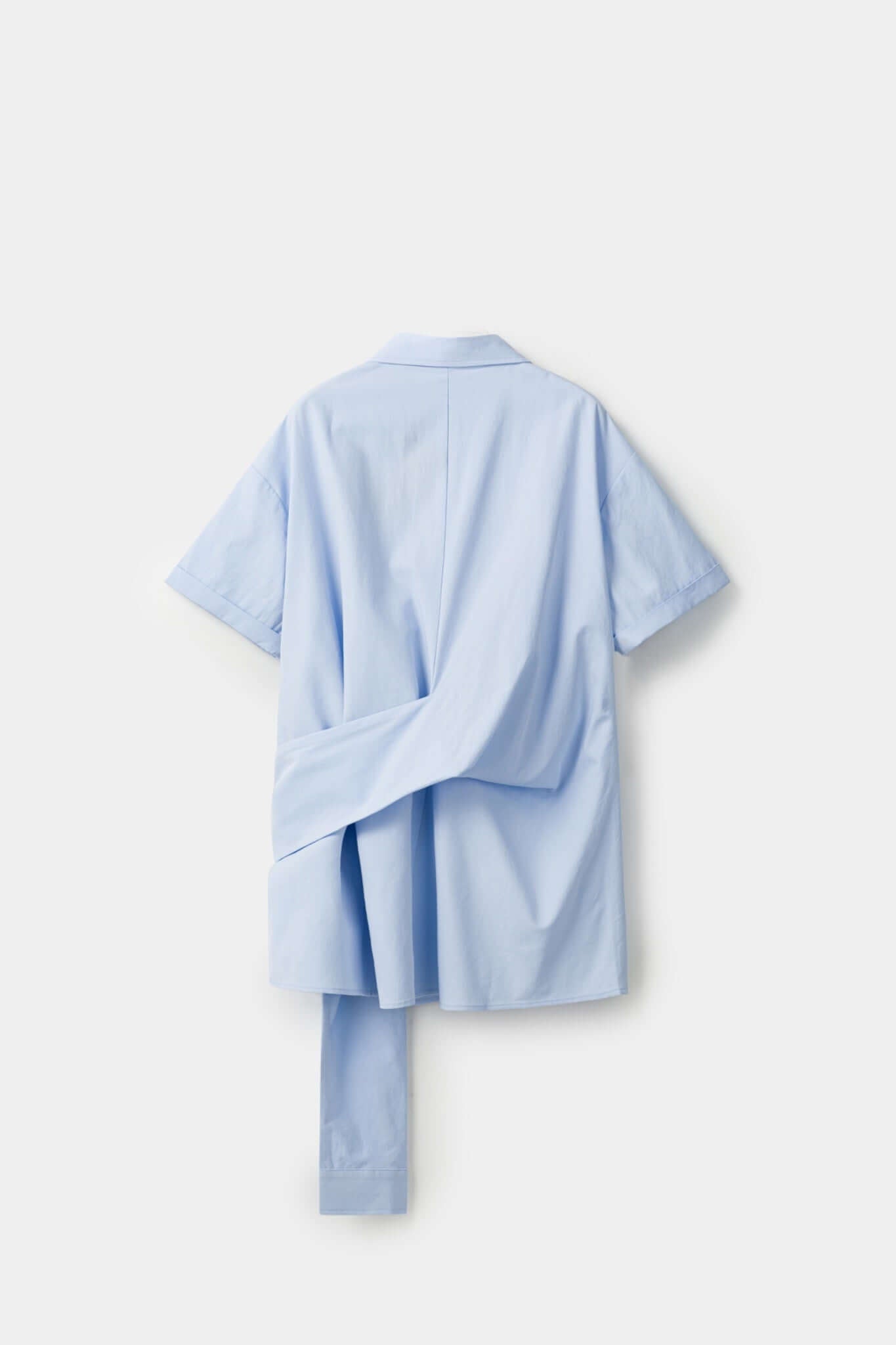 Blue shirt with 4 sleeves making a tie waist 
