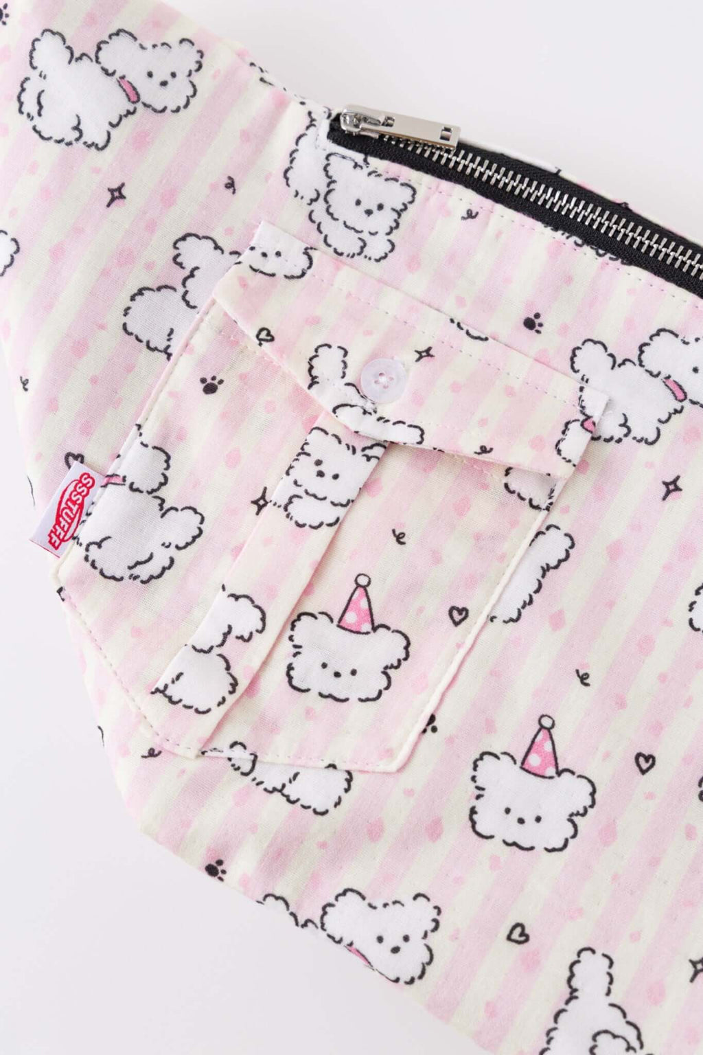 Baby pink mini bag with cartoon  dogs pattern
