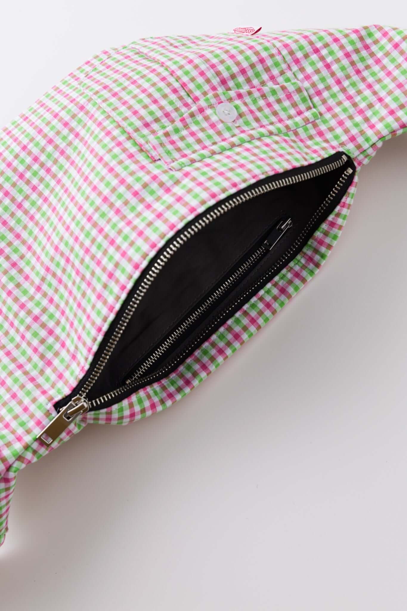 Green and red checkered mini bag 
