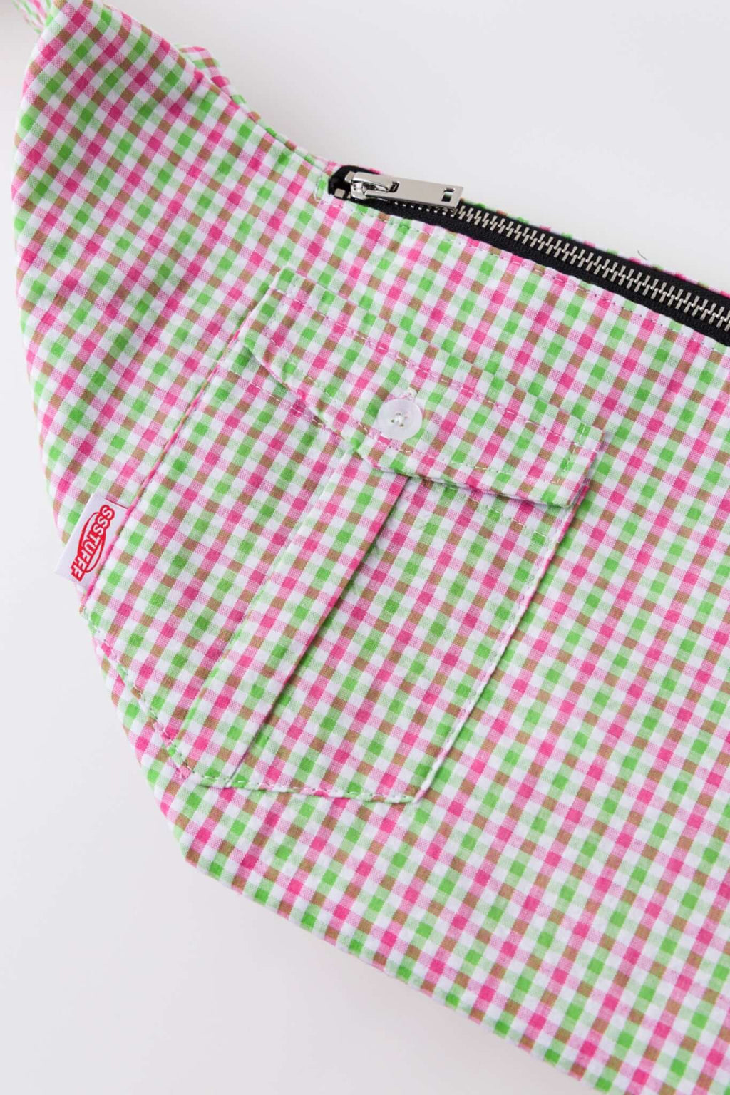 Green and red checkered mini bag 
