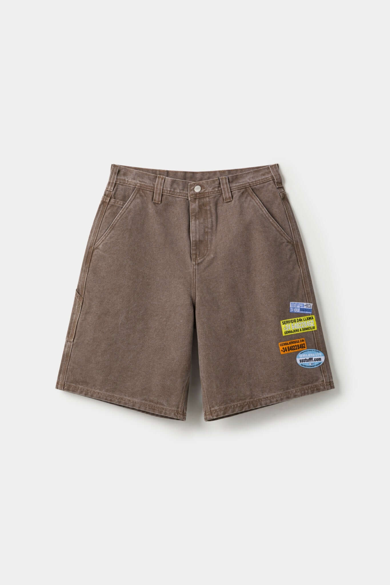 Locksmith Ads Denim Shorts Brown - Street-Inspired Design | SSSTUFFF