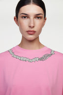 Pink t-shirt with necklace puffy print
