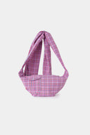 Pink plaid bag with a strap simulating a shirt
