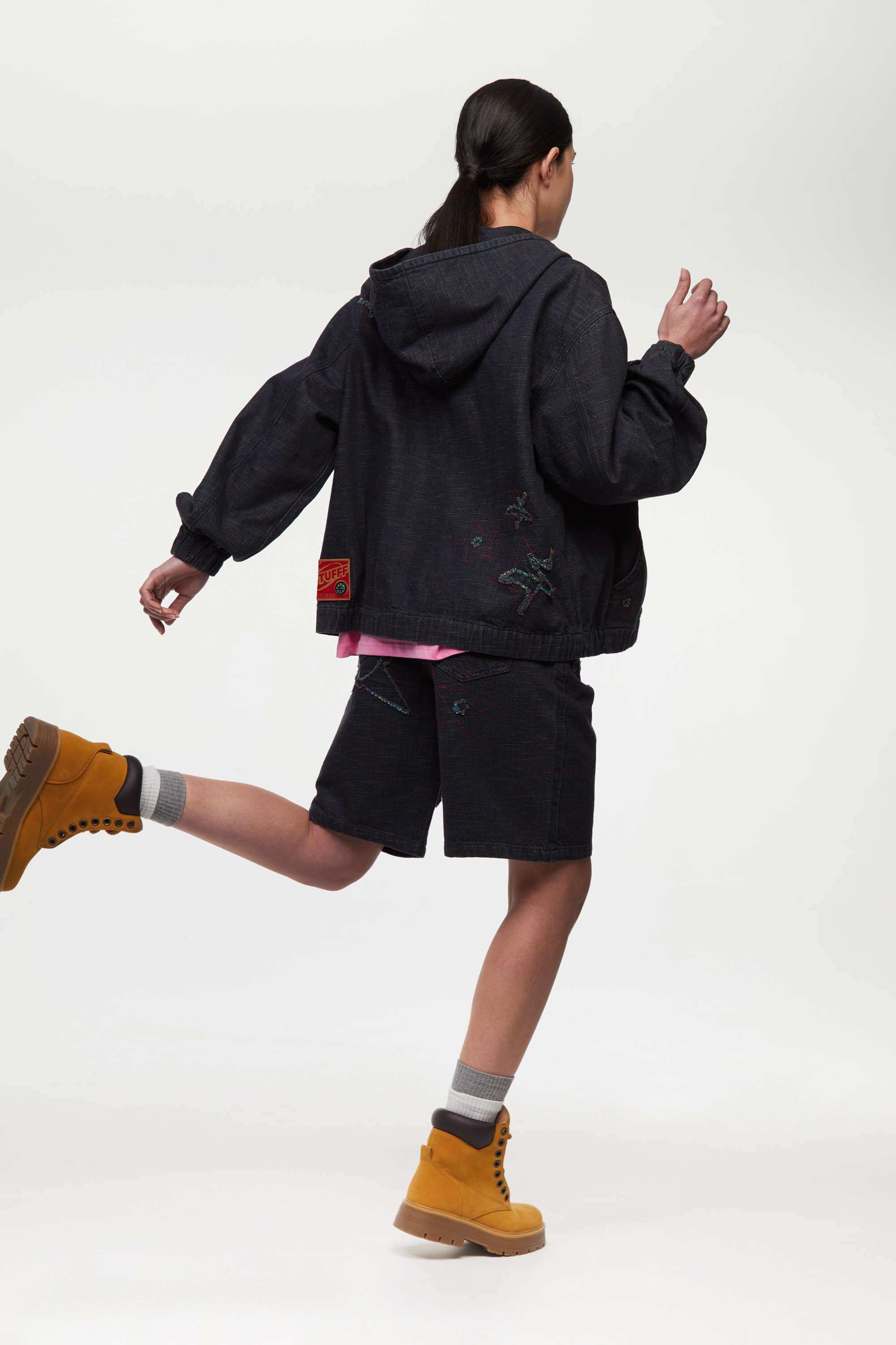 Indigo denim Jacket with embroidery ssstufff logo.