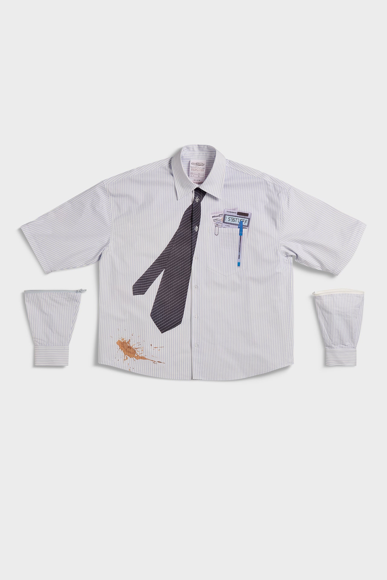 Detachable Sleeves Tie Shirt