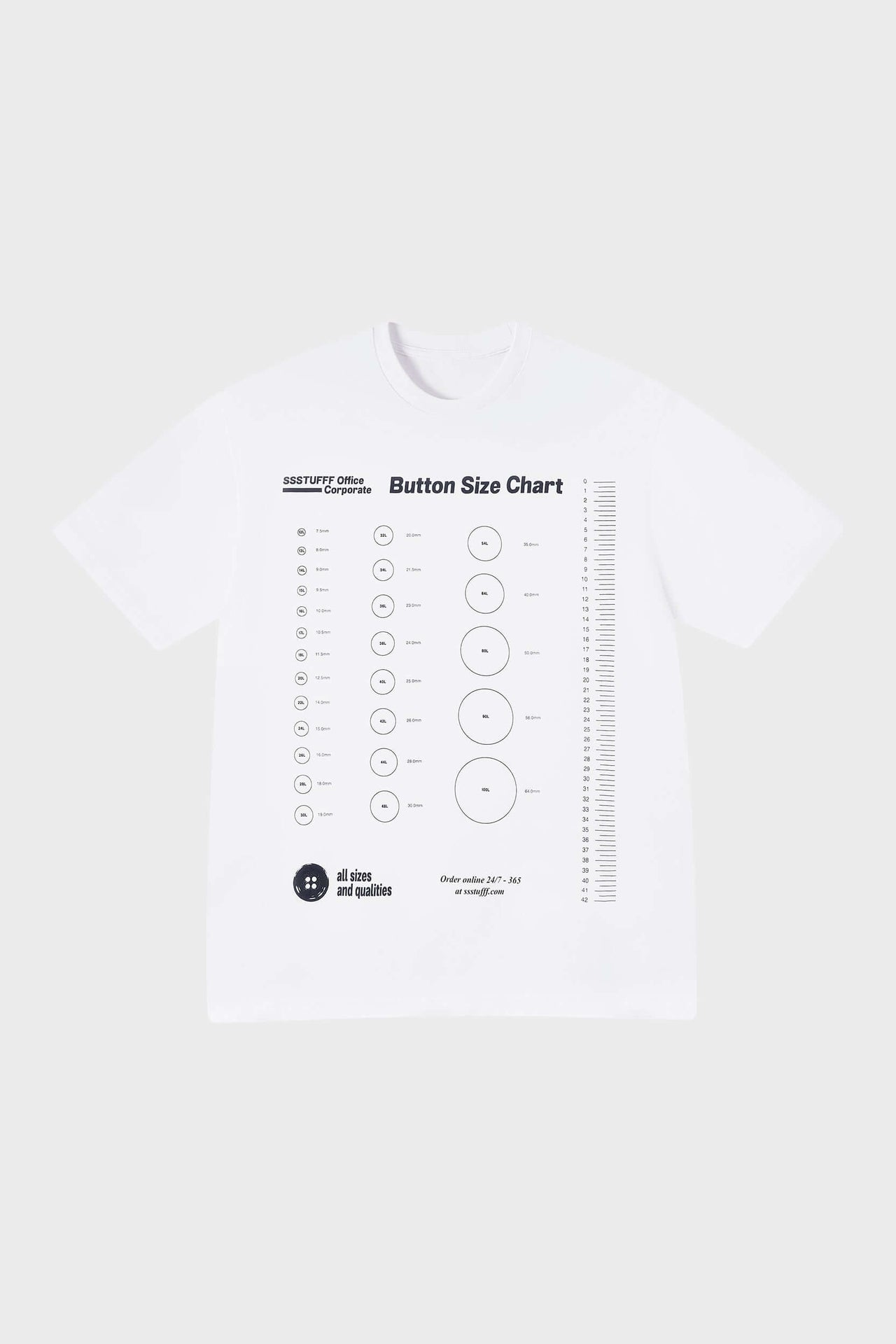 Button Size Chart Tee